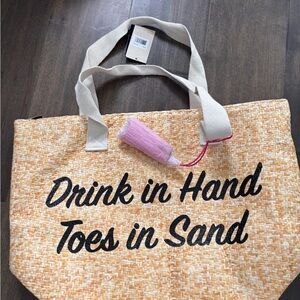 Woven Beach Tote with Fun Quote